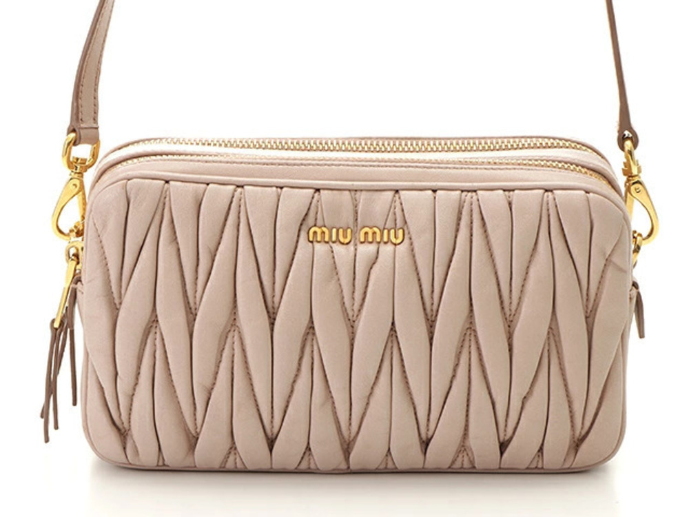 Miu Miu Matelasse Shoulder Bag Pink Leather